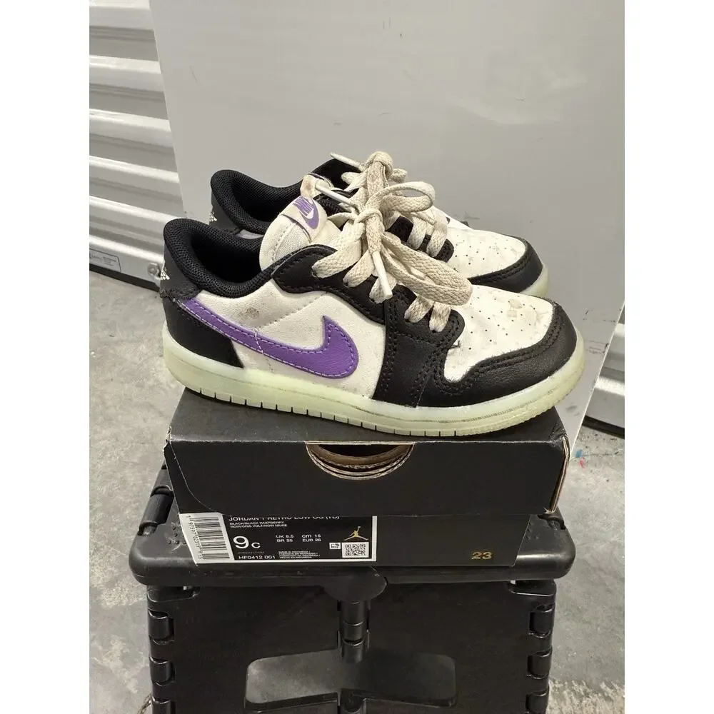 Nike Air Jordan 1 Retro Low OG Black Raspberry Size 9C - HF0412 001 Sneakers
